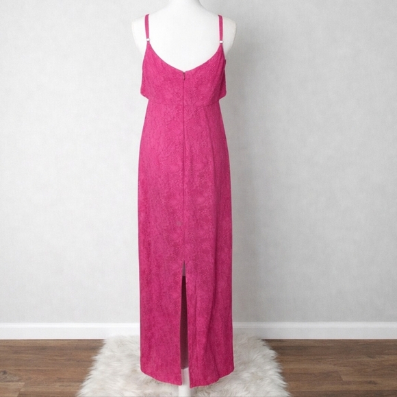 Guess Pink Lace Maxi Dress Adjustable Strap Y2K Coquette Wedding Guest Size 10 - Picture 4 of 10